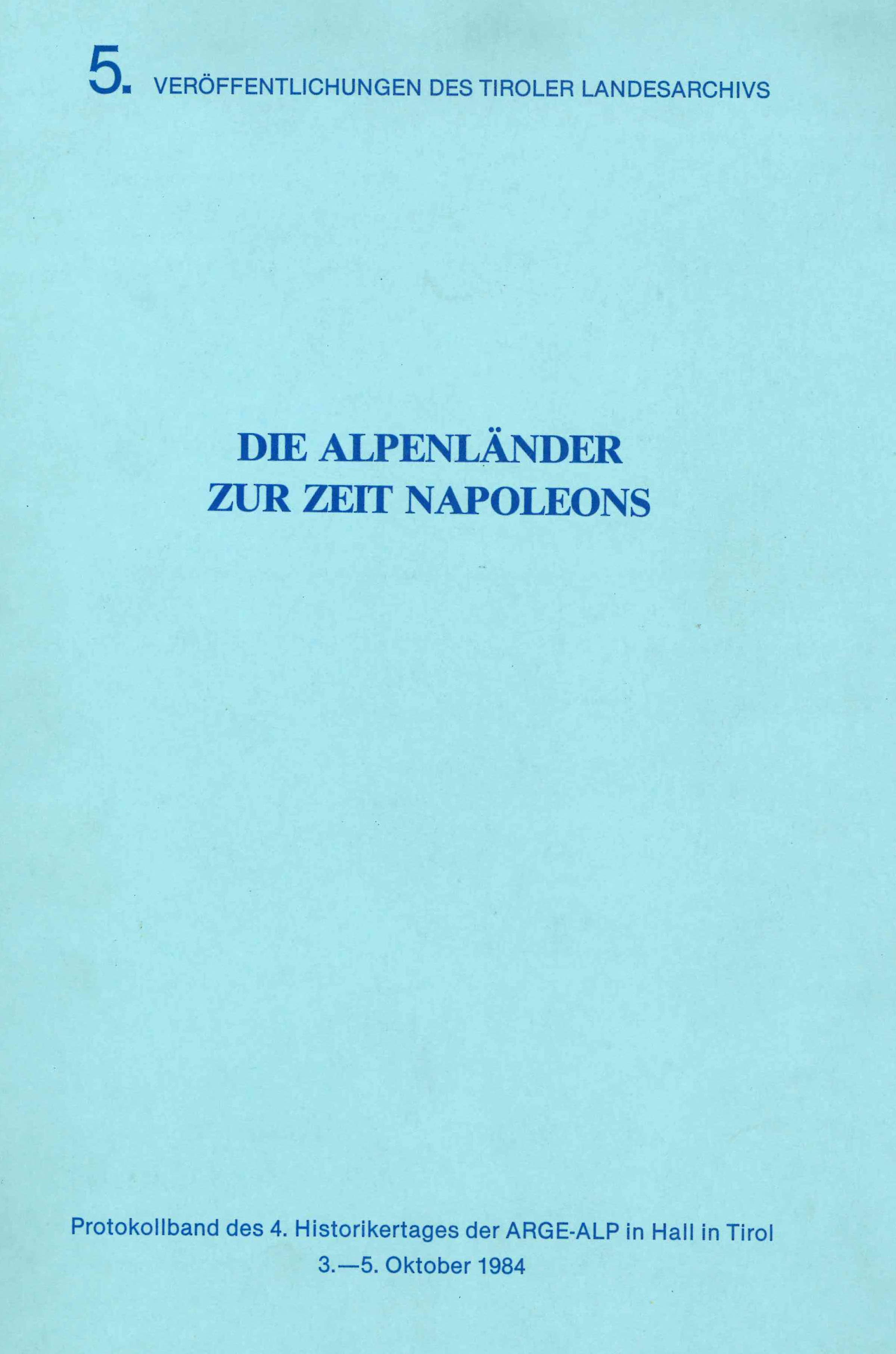 Cover Taschenbuch Die Alpenländer zur Zeit Napoleons
